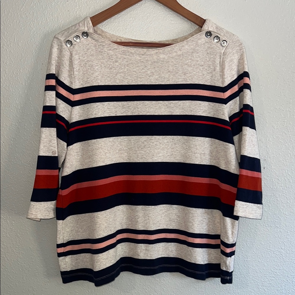 Croft & Barrow Women's Striped Blouse with Button Accents